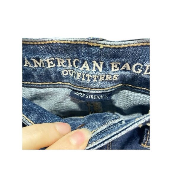 American Eagle Outfitters Jegging Jeans Women 4 Blue Denim Super-Stretch Hi-Rise - Picture 3 of 5